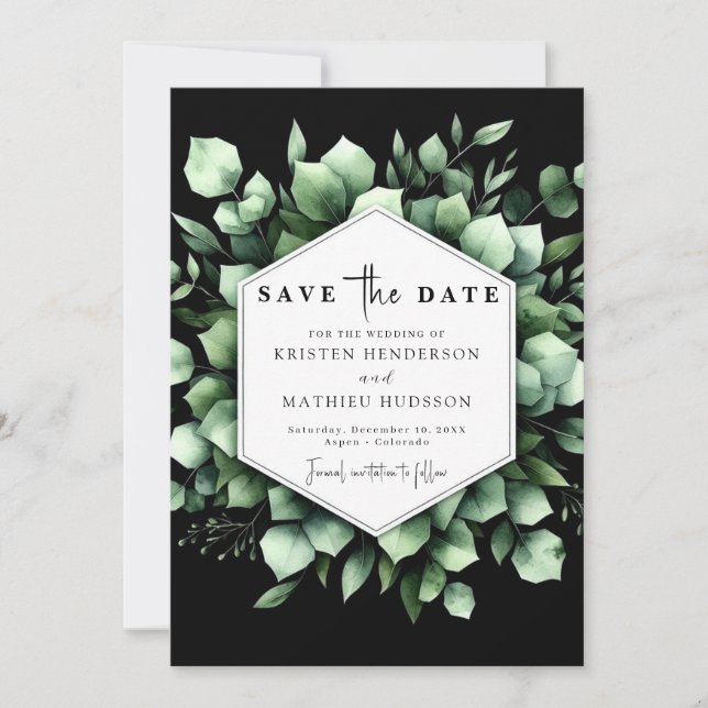 Save The Date Mariage numérique Eucalyptus feuille rustique (Devant)