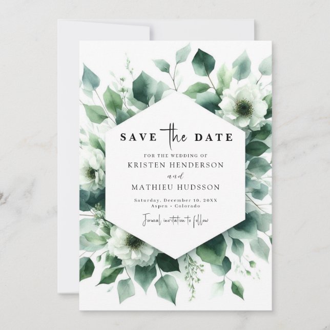 Save The Date Mariage numérique Eucalyptus minimal simple (Devant)