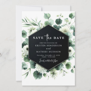 Save The Date Mariage numérique Eucalyptus minimaliste botanique