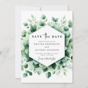 Save The Date Mariage numérique minimaliste chic Eucalyptus