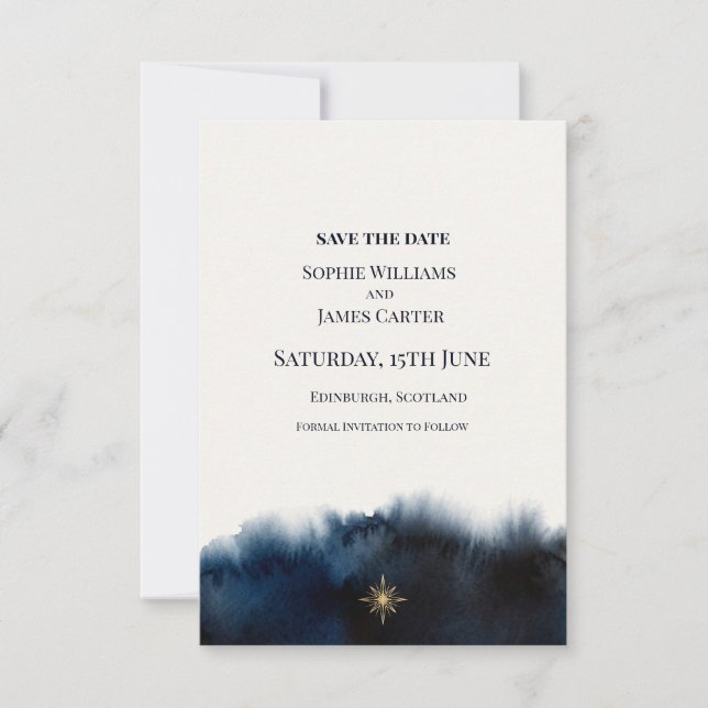 Save The Date Mariage Or Navy (Devant)