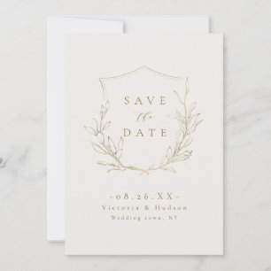 Save The Date Mariage or simple élégance botanique crête d'or éc