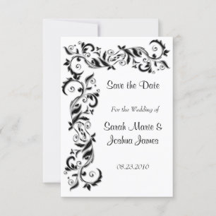 Save The Date Mariage orné blanc et noir