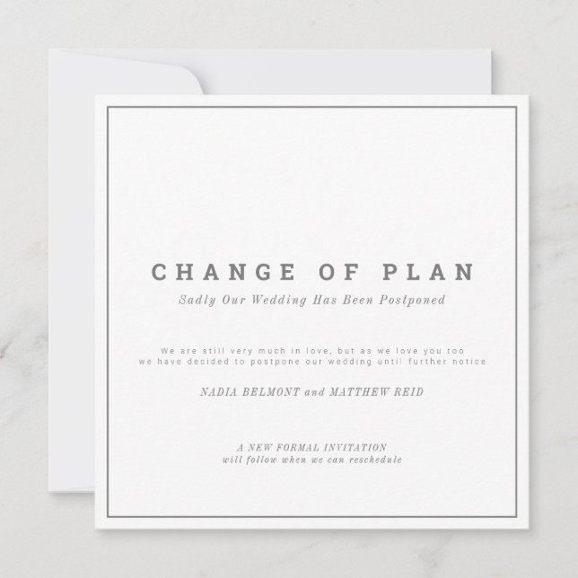 Save The Date Mariage ou événement changement de plan reporté (Devant)