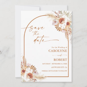Save The Date Mariage Pampas Grass Boho Terracotta