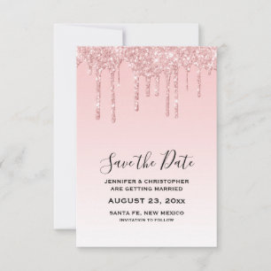 Save The Date Mariage Parties scintillant moderne tendance rose