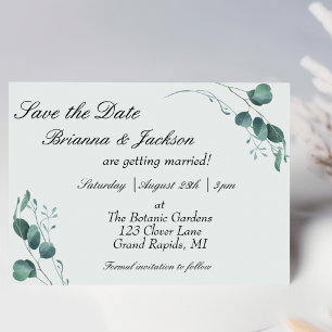 Save The Date Mariage Pastel Sage Green Eucalyptus