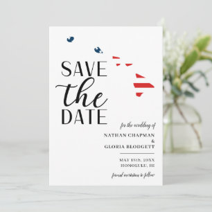 Save The Date Mariage patriotique aux États-Unis, État d'Hawaï