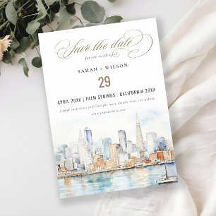 Save The Date Mariage Paysage Aquarelle San Francisco