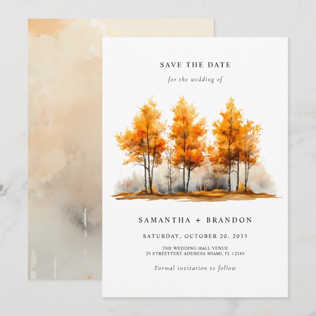 Save The Date Mariage paysage d'automne Naturel (Devant / Derrière)