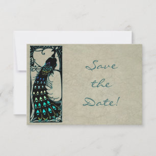 Save The Date Mariage Peacock Art Nouveau vintage Enregistrer la