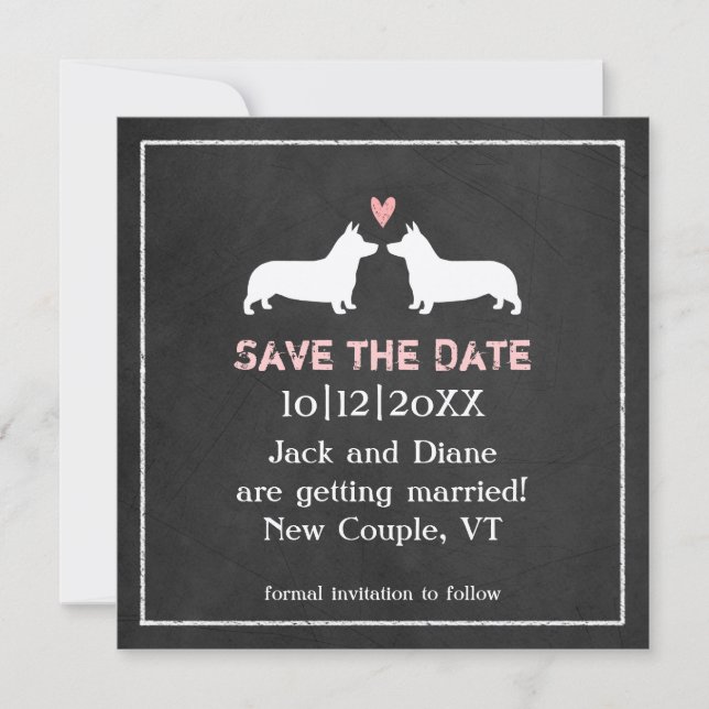 Save The Date Mariage Pembroke Welsh Corgis Enregistrer la Date (Devant)