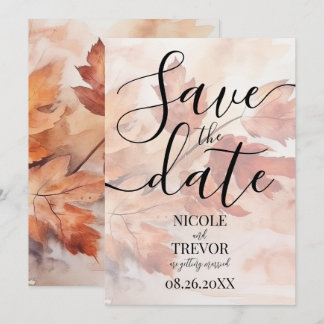 Save The Date Mariage personnalisé de branche feuillue aquarelle