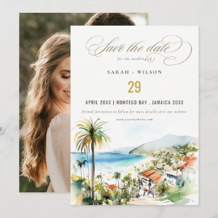 Save The Date Mariage photo aquarelle à Puerto Vallarta au Mexiq