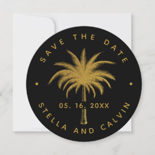 Save The Date Mariage photo Black & Gold Tropical Palm Tree