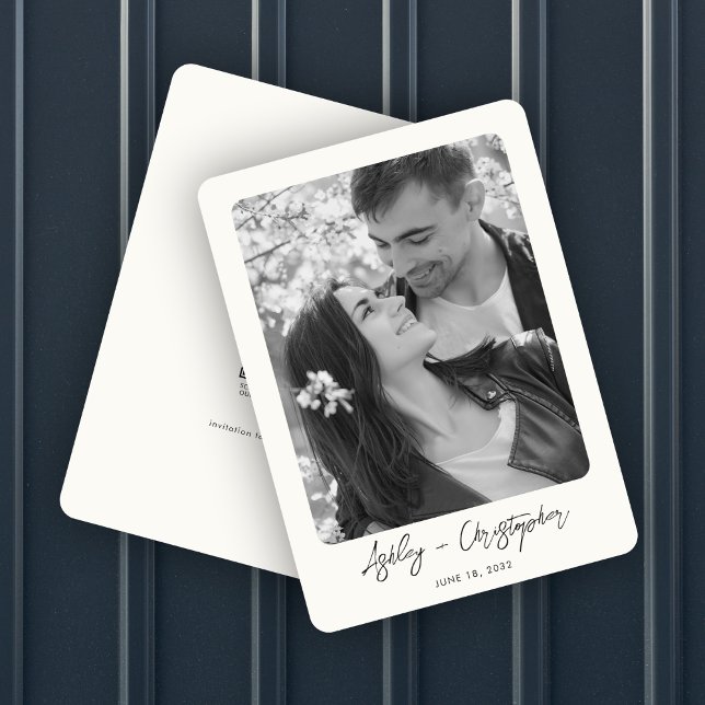 Save The Date Mariage photo blanc de lait végétal floral minimal (Créateur téléchargé)