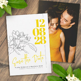 Save The Date Mariage photo citron fleur d'agrumes enregistrer l