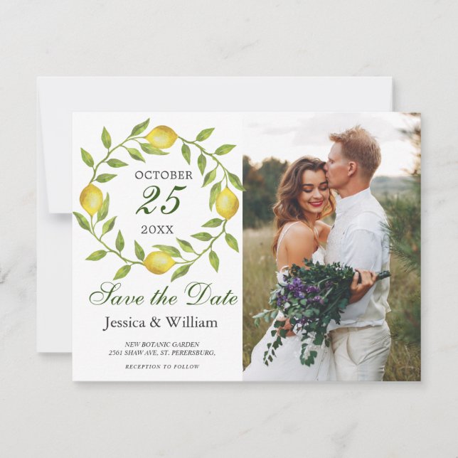 Save The Date Mariage photo citrons couronne Enregistrer la cart (Devant)