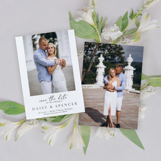 Save The Date Mariage photo classique simple noir et blanc (Créateur téléchargé)