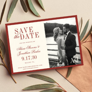 Save The Date Mariage photo classique vintage rouge ivoire