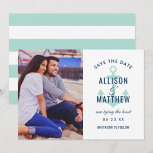 Save The Date Mariage photo d'ancre de menthe nautique
