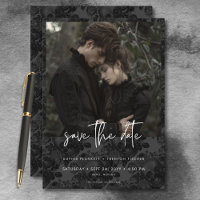 Mariage photo Dark Moody Black Skull Damask