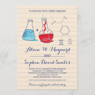 Save The Date Mariage photo de chimie rouge et bleue