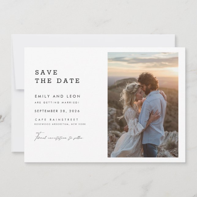 Save The Date Mariage photo de code QR Moderne Bohème pas cher (Devant)