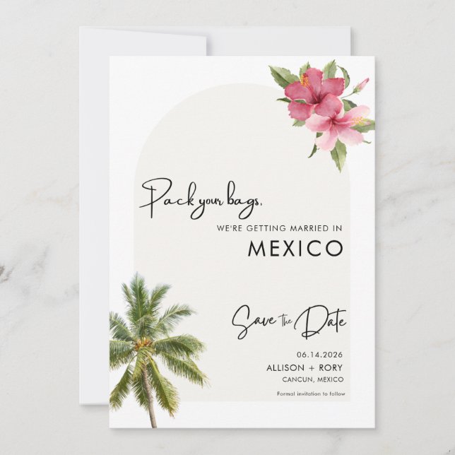 Save The Date Mariage photo de destination de plage (Devant)