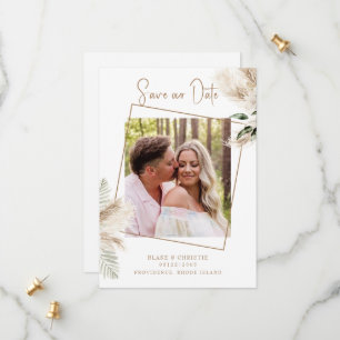 Save The Date Mariage photo de feuillage de Pampas Boho 