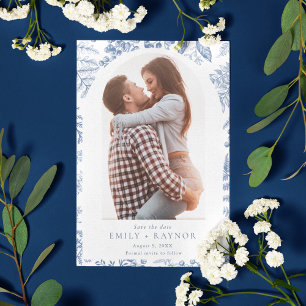 Save The Date Mariage photo de fleurs de saule bleu blanc