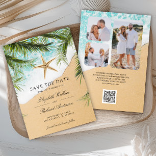 Save The Date Mariage Photo de Palmiers de Plage Tropicale et Ét