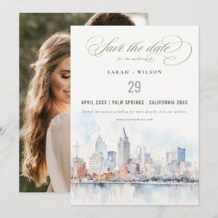 Save The Date Mariage photo de paysage aquarelle de Détroit Mich
