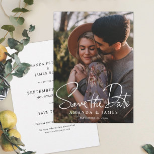 Save The Date Mariage photo de script simple et élégant