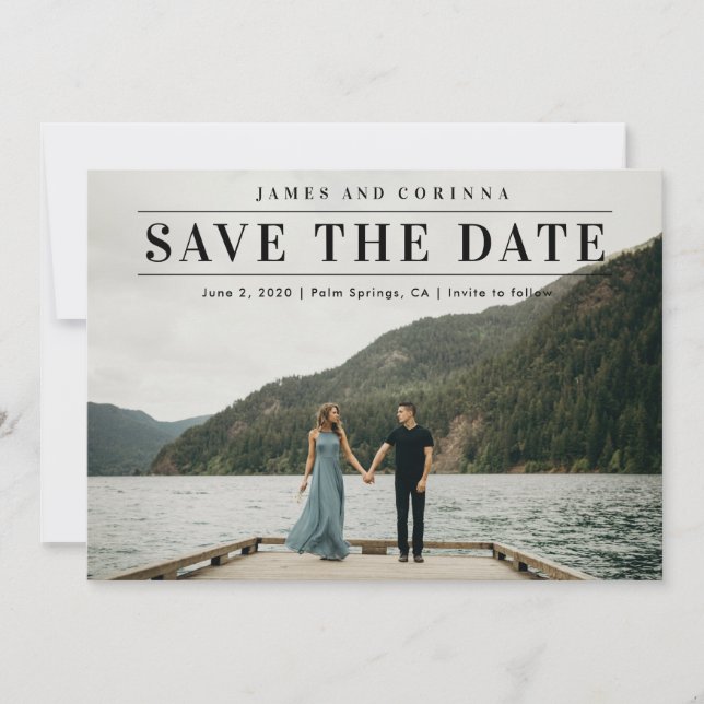 Save The Date Mariage photo de tyopgraphie simple (Devant)