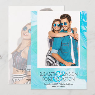 Save The Date Mariage Photo décontracté Turquoise Enregistrer La