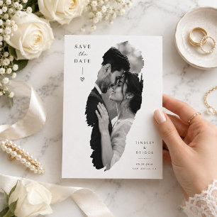 Save The Date Mariage photo découpée en pinceau artistique 