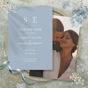 Save The Date Mariage Photo Dusty Blue Et Gold