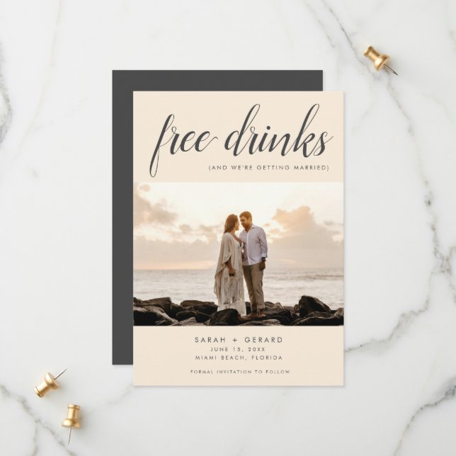 Save The Date Mariage photo élégant de destination de plage (Devant/Arrière en situation)