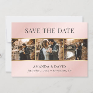 Save The Date Mariage photo élégant en or rose vif