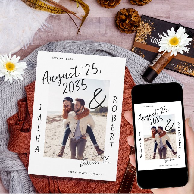 Save The Date Mariage photo élégant manuscrit Script Ampersand (Créateur téléchargé)