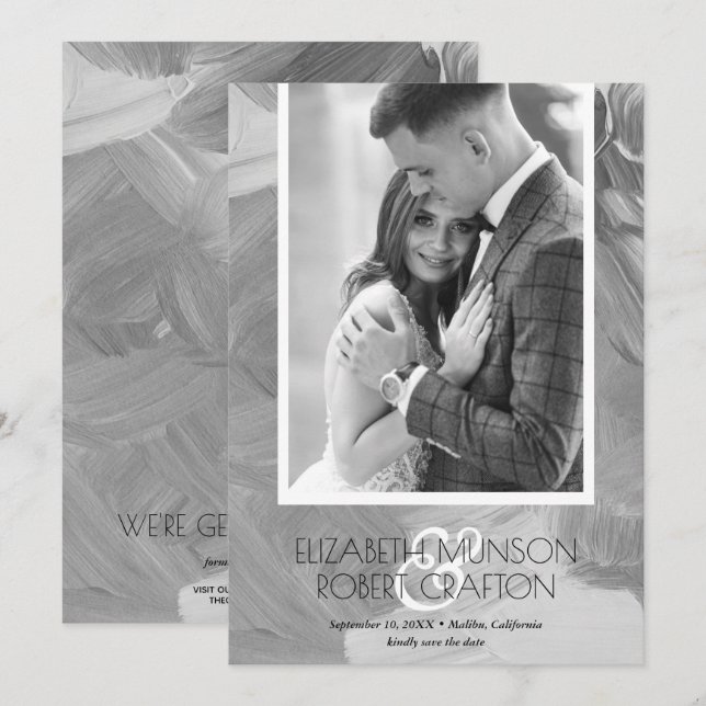 Save The Date Mariage photo élégant noir blanc Enregistrer la da (Devant / Derrière)
