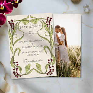 Save The Date Mariage photo élégant vintage Art nouveau Bourgogn