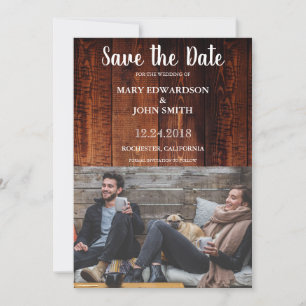 Save The Date Mariage photo en bois de grange rustique