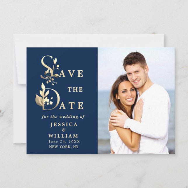 Save The Date Mariage PHOTO Eucalyptus Simplement Élégant (Devant)