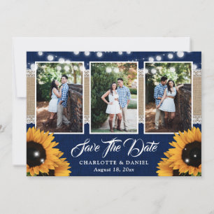 Save The Date Mariage Photo Fleur de Tournesol Toile de Jute Den