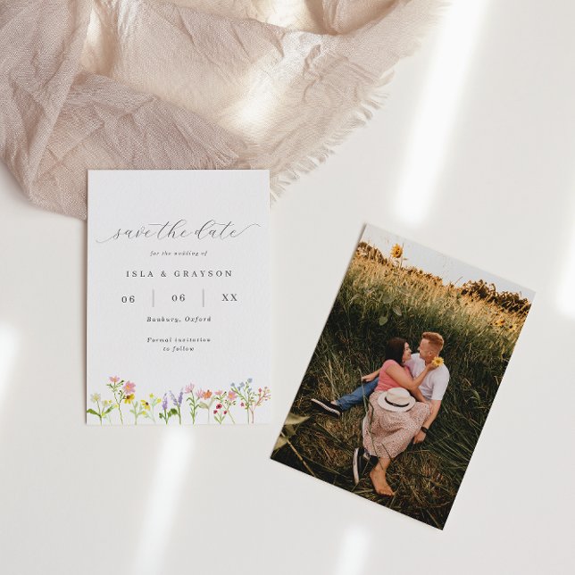 Save The Date Mariage photo fleur sauvage Cottagecore (Créateur téléchargé)