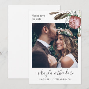 Save The Date Mariage photo floral Boho moderne