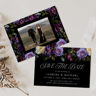 Save The Date Mariage photo floral gothique lunatique