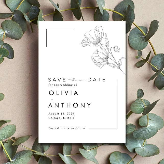 Save The Date Mariage photo floral moderne simple (Simple Modern Floral Photo Wedding Save The Date)
